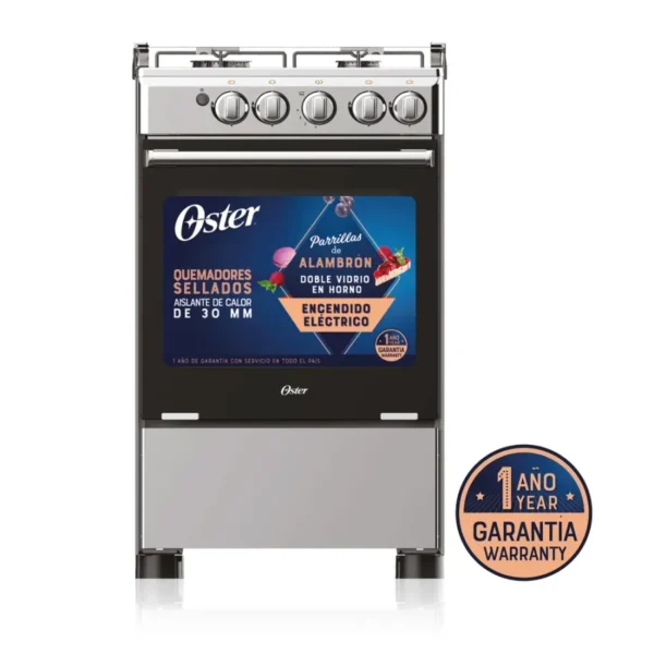 Oster – Cocina de Gas 4 Quemadores 20” OS-GSGMI20IS (Gris)