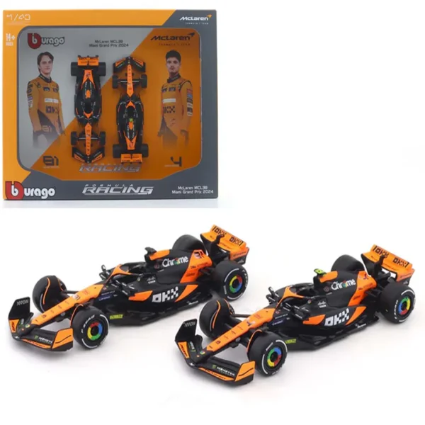 Bburago ,Set 2x McLaren MCL38 Miami Grand Prix 2024