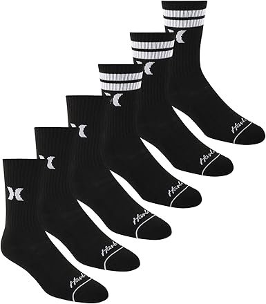 Hurley Medias Crew Mujer Pack de 6 Pares Negro/Blanco