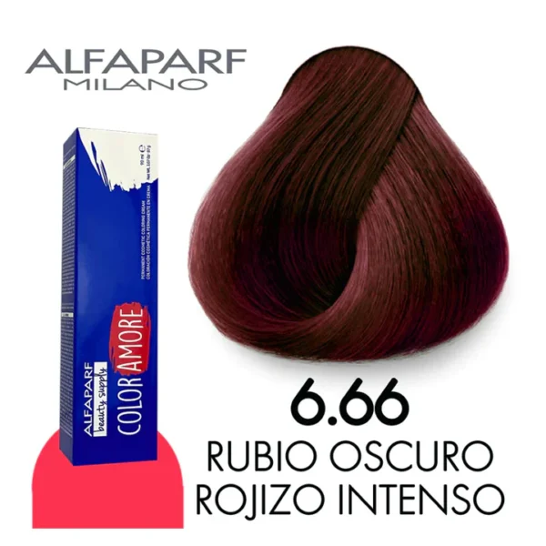 Alfaparf – Color Amore Tinte 6.66 (Rubio Oscuro Rojo Intenso)