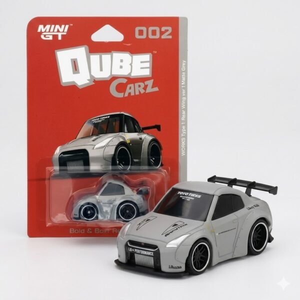 DieCast Mini GT Qube Carz Nissan GT-R R35 LB Works Tipo 1 Ala Trasera Ver 1 Gris Mate Marca: Generic