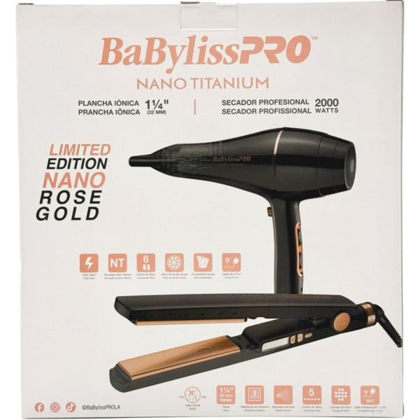Combo BaBylissPRO Plancha y Secadora | Profesional 1 1/4